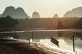 Boat at Nong Talae lake at sunrise, Krabi