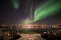 Boat with northern lights background Royalty Free Stock Photo