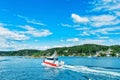 Boat on Norwegian fjord Royalty Free Stock Photo