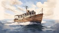 Seaworthy Boat Illustration In Flat Shading Style