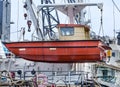 The boat onboard the ship Royalty Free Stock Photo