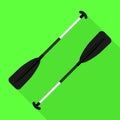 Boat paddles icon, flat style