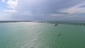 Boat and parasail on the bay Royalty Free Stock Photo