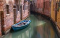 Venice, Italy - Boat Parked on a Canal in Venice