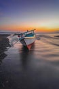 The boat parked at dusk Royalty Free Stock Photo
