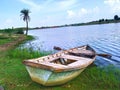 A boat parked by the lake. Royalty Free Stock Photo