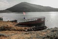 Boat parked by the river