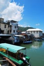 A boat parked in the sea in the old fish village, Tai O, Hong Kong