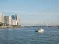 Boat parked to the adjacent marina Meloy Channel. Miami Beach, Florida, United States Royalty Free Stock Photo