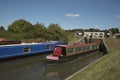 Boat passing through a lock on an English canal UK Royalty Free Stock Photo