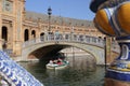 Boat passing under nice bridge