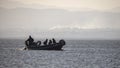 Boat with people in Albufera of Valencia Royalty Free Stock Photo