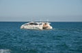 Boat with people in the port of Barcelona- Spain