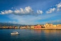 Boat in picturesque old port of Chania, Crete island. Greece Royalty Free Stock Photo