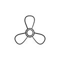 Boat propeller hand drawn outline doodle icon. Royalty Free Stock Photo