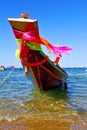 boat prow the kho tao bay isle white thailand and sout