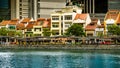 Shop houses along Boat Quay, Singapore River, are a part of Singapore\'s colonial history. Royalty Free Stock Photo