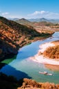 Boat rafting in Seogang river at Seonam village with autumn fore Royalty Free Stock Photo