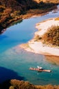 Boat rafting in Seogang river at Seonam village with autumn fore Royalty Free Stock Photo