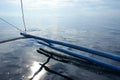 The boat rail in the ocean