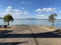 Boat Ramp with beautiful river views and blue sky of the Bowna Waters Reserve natural parkland on the foreshore of Lake Hume.