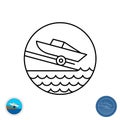 Boat ramp outline icon. Motor boat slip round sign. Marina launch place symbol. Royalty Free Stock Photo