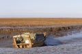 The boat ran aground in the trench