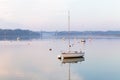 Boat on the Rance river in Pleudihen-sur-Rance Royalty Free Stock Photo