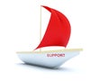 Boat with red sail Royalty Free Stock Photo