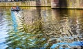 Boat Reflection Singel Canal Amsterdam Holland Netherlands