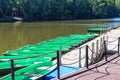 Boat rental on the city pond in the city Park Royalty Free Stock Photo