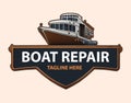 Boat Repair sign, Maintenance, Refurbishment logo.