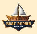 Boat Repair sign, Maintenance, Refurbishment logo. Royalty Free Stock Photo