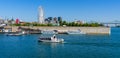 Boat returns to marina in Old-Port of Montreal