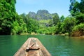 A boat ride on the other side of Kong Lor Cave in Central Laos Royalty Free Stock Photo