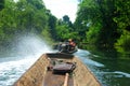 A boat ride on the other side of Kong Lor Cave in Central Laos Royalty Free Stock Photo