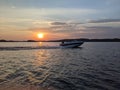 Boat ride sunset Royalty Free Stock Photo