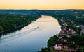 Boat riding across the water Austin Texas Colorado river bend