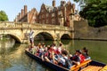 Boat on the river Cam and Bridge of Sighs in Cambridge, University of Cambridge, UK Royalty Free Stock Photo