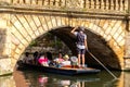 Boat on the river Cam and Bridge of Sighs in Cambridge, University of Cambridge, UK Royalty Free Stock Photo