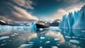 boat on the river highly intricately detailed Boat sailing near Moreno glacier