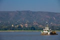 Boat in River Irrawaddy at Min-gun in Myanmar (Burma) Royalty Free Stock Photo