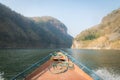 Boat river mountain riding green Royalty Free Stock Photo