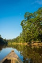 boat in the river in the peruvian Amazon jungle at Madre de Dios Peru Royalty Free Stock Photo