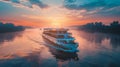 Boat river sunset sky Royalty Free Stock Photo