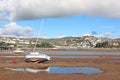 Boat on the River Teign at low tide Royalty Free Stock Photo