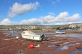 Boat on the River Teign at low tide Royalty Free Stock Photo