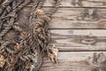 Boat Rope Textured close up. Top view of old vintage ropes on wooden background Royalty Free Stock Photo