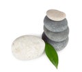 Boat round stones with leaf Royalty Free Stock Photo