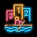 Boat Rowing Competition Canoeing neon glow icon illustration